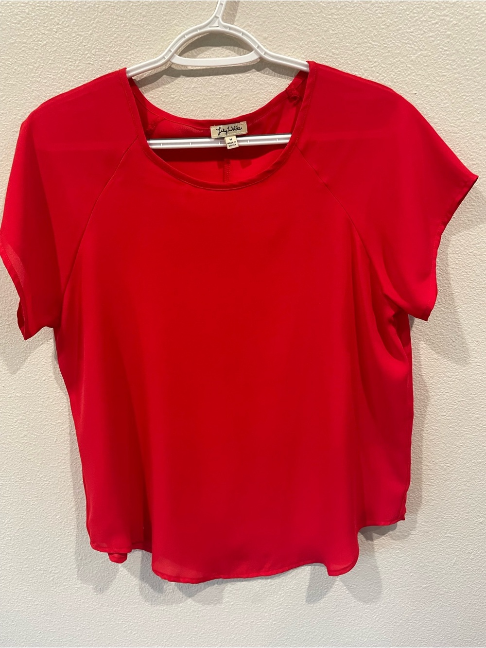 Lily White Raspberry Red Short-Sleeve Top